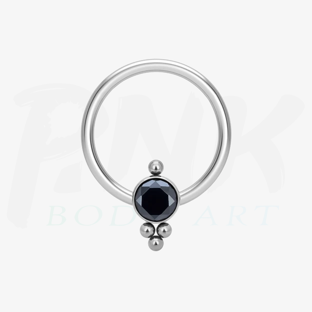 Captive Onyx Bead Hoop