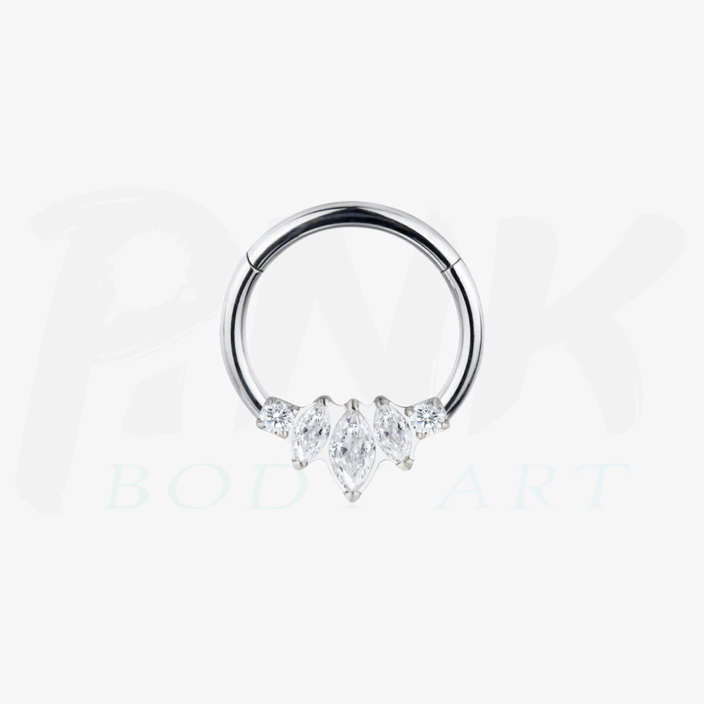 Front Hoop with 3 Leaves and Zirconias