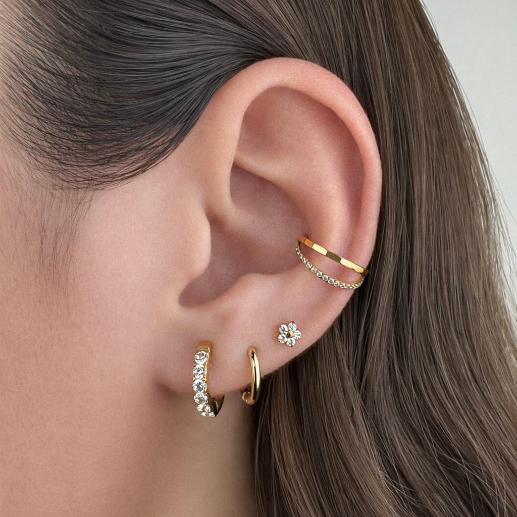 Labret Flor 5 Petalas Zirconia Gold RI