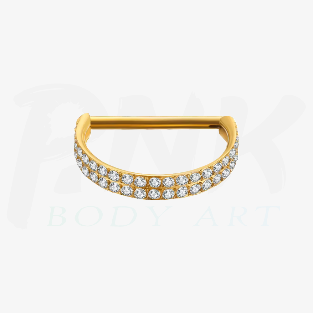 Argola D Dupla Zirconias Gold