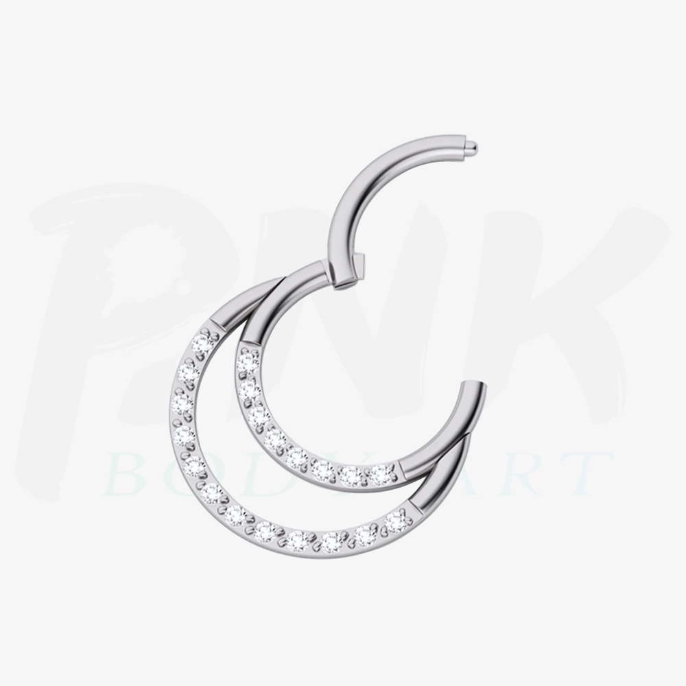 Argola Dupla Zirconia Frente