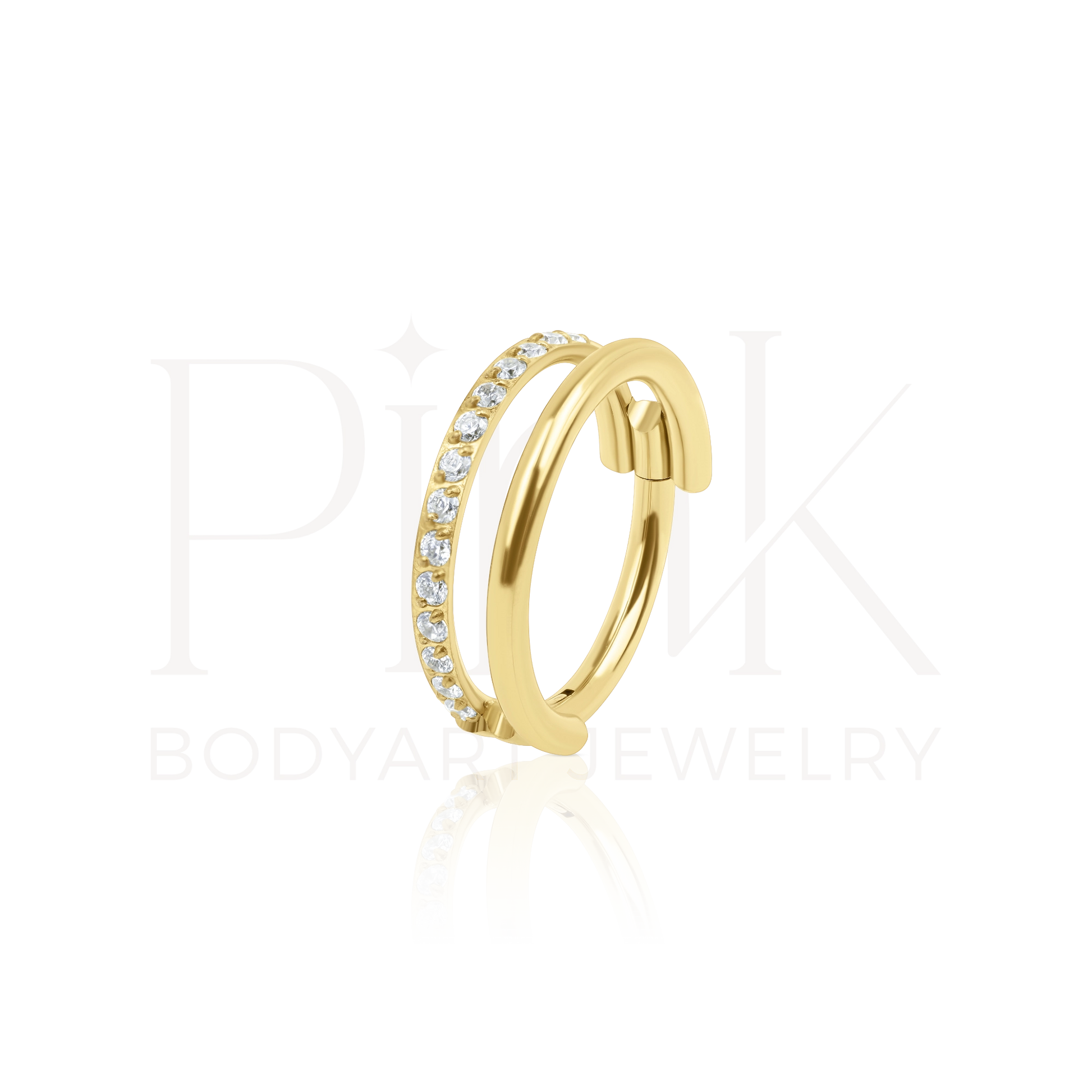 Argola Dupla Fio Zirconia Gold