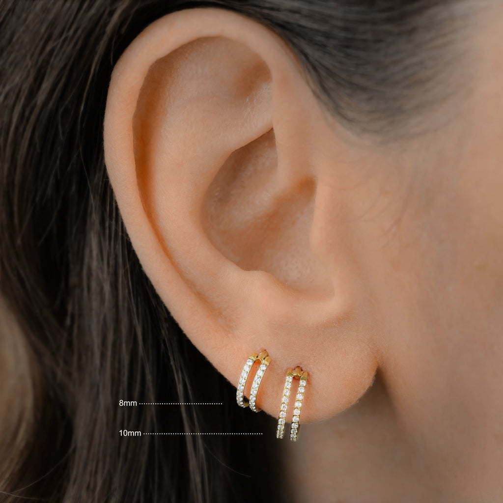 Argola Dupla Zirconias Gold