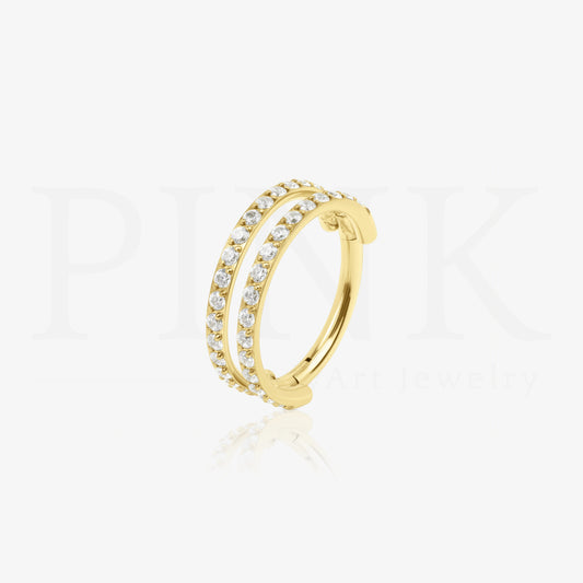 Argola Dupla Zirconias Gold