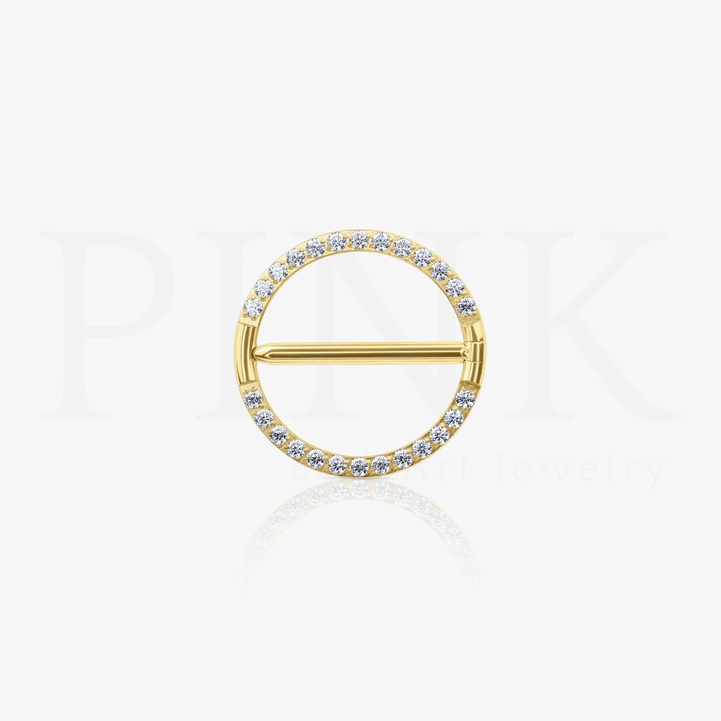 Barbell Argola Zirconias Mamilo Gold FF 360