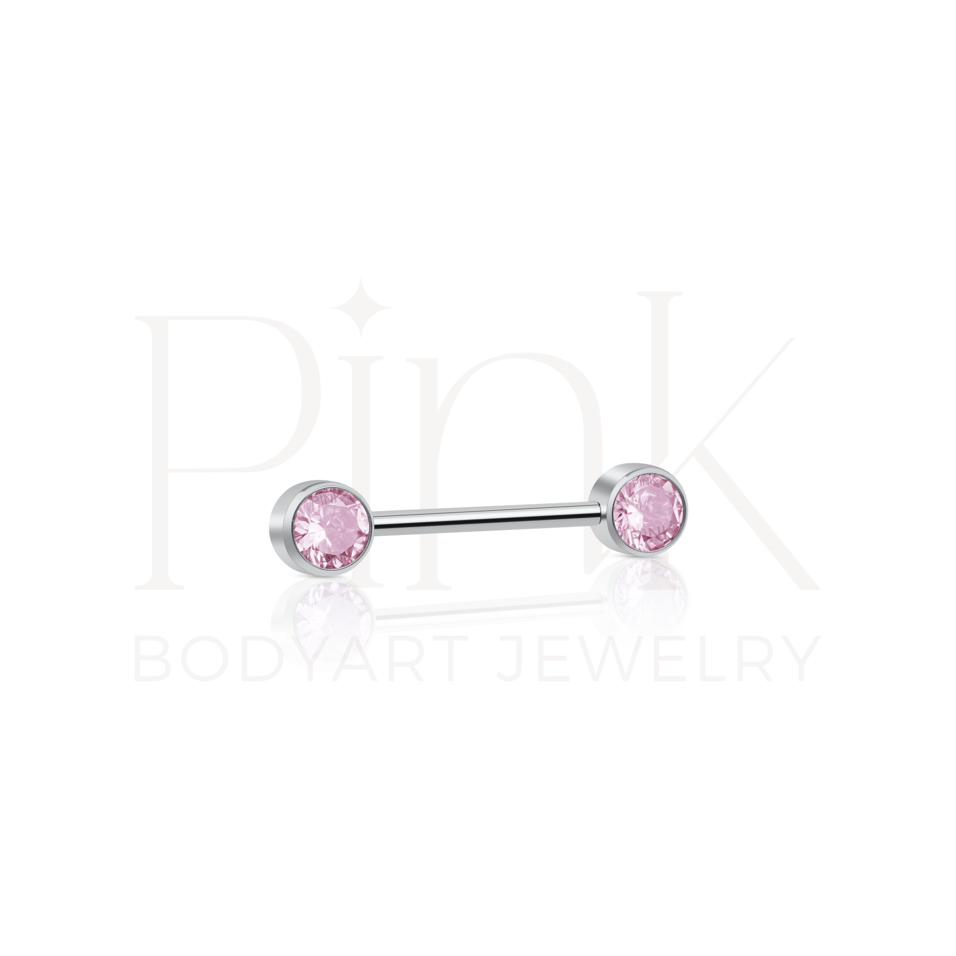 Barbell Zirconia Baby Pink Mamilo RI