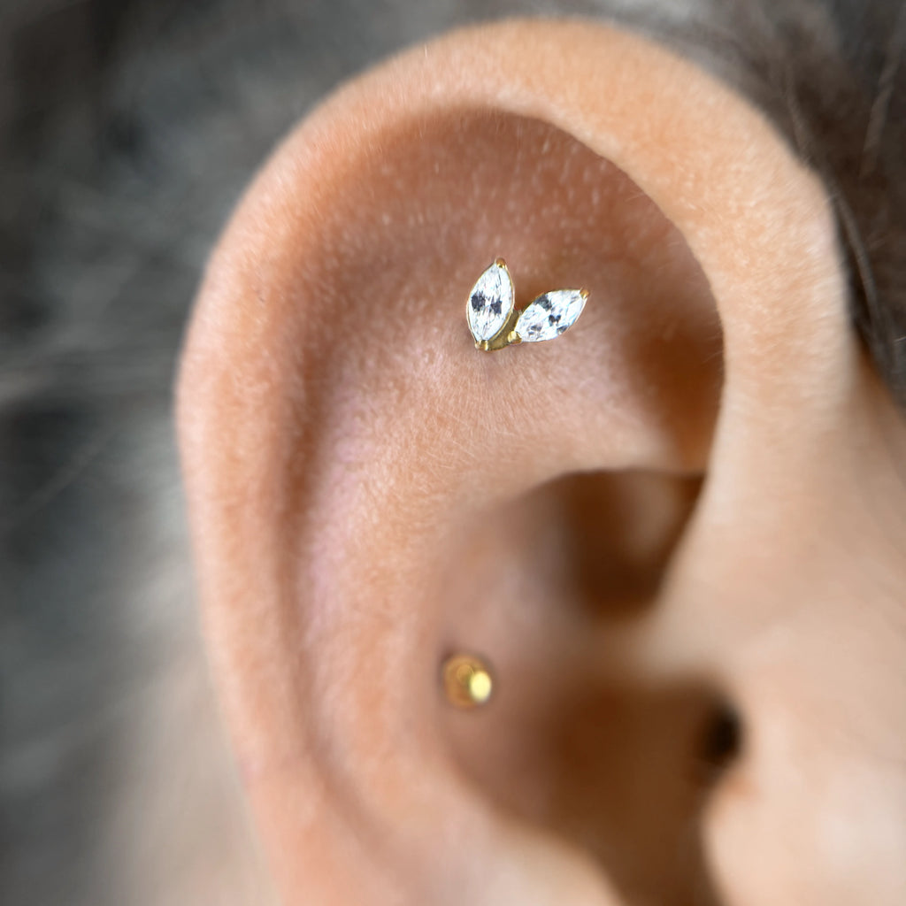 Labret 2 Folhas Zirconia RI