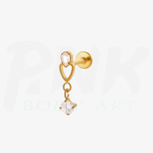 Labret Arabesco Pendente Zirconias Gold RI