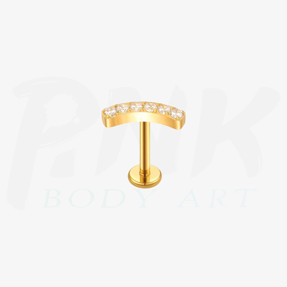 Labret Barra Curva 6 Zirconia Gold RI