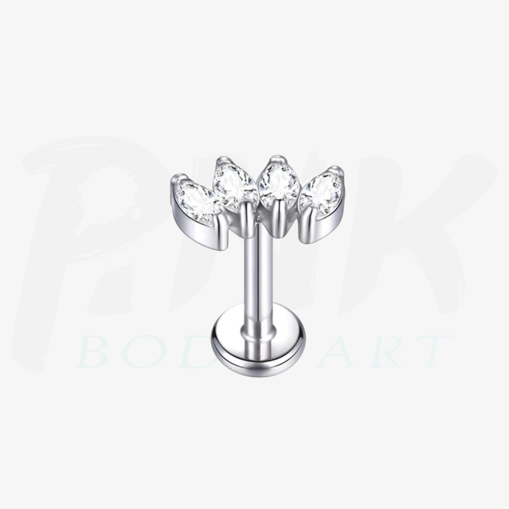 Labret Cluster 4 Folhas Zirconias RI