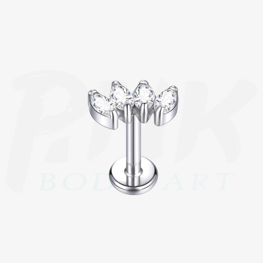 Labret Cluster 4 Folhas Zirconias RI