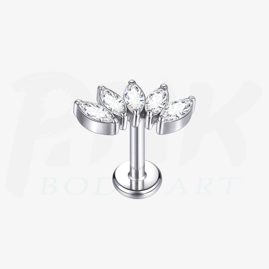 Labret Cluster 5 Folhas Zirconias RI