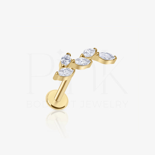 Labret Cluster 5 Zirconias Marquise Gold RI