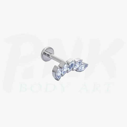 Labret Cluster Folha Grega Zirconia RI