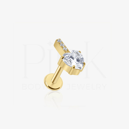 Labret Coração Trio Zirconias Gold RI