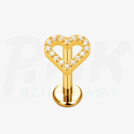 Labret Coração Zirconias Gold RI