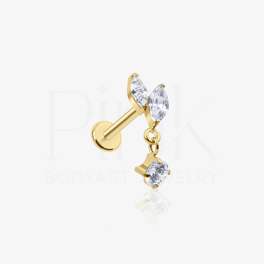 Labret Duo Marquise Pendente Zirconia Round Gold RI