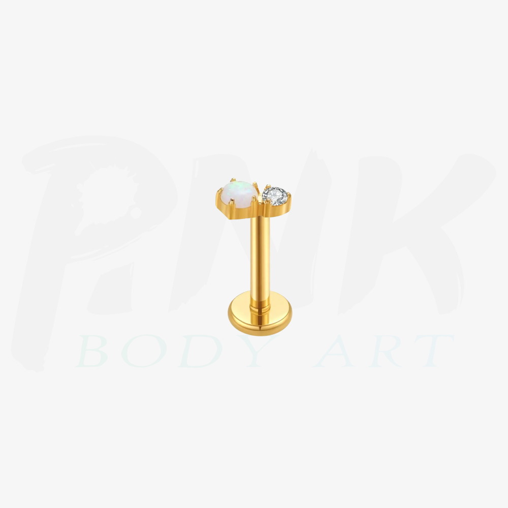 Labret Duo Opala Zirconia Gold RI