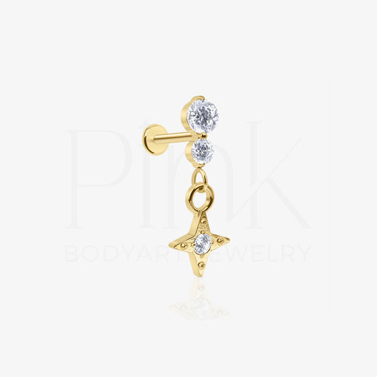 Labret Duo Zirconia Pendente Star Gold RI