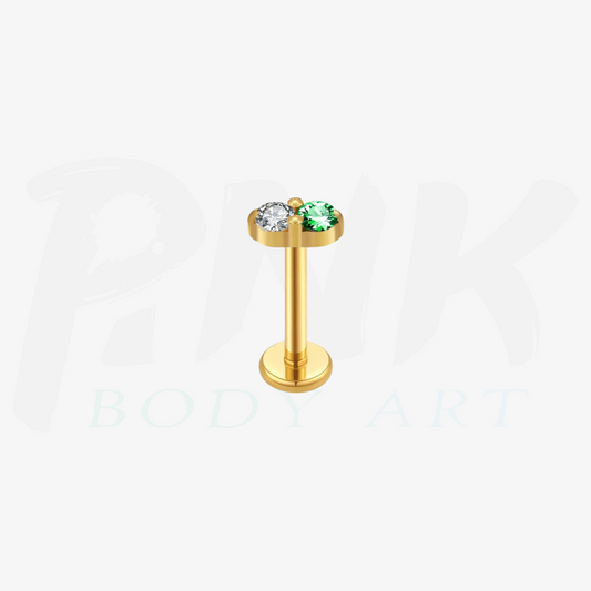 Labret Dupla Mini Zirconias Gold PP