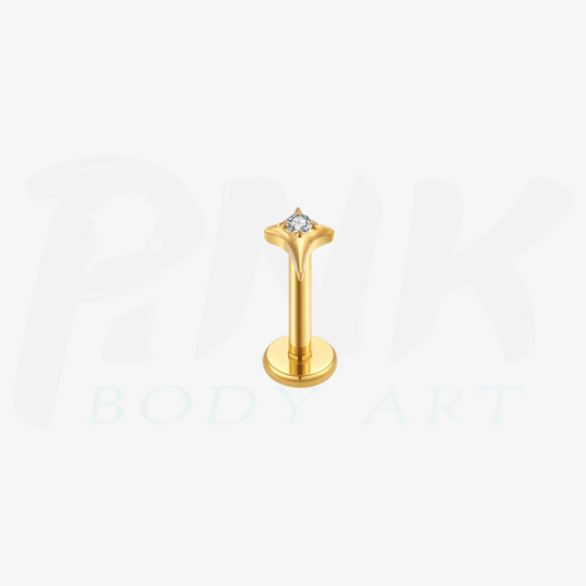 Labret Estrela de Magalhaes Zirconia Gold RI