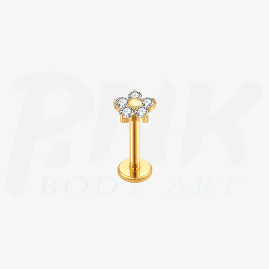 Labret Flor 5 Petalas Zirconia Gold RI