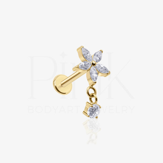Labret Flor Angelica Marquise Pendente Zirconia Gold RI