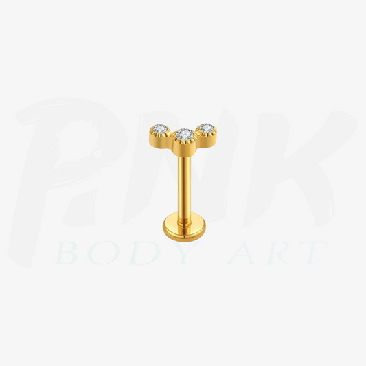 Labret Mini Cluster Trio Zirconia Gold RI