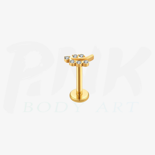 Labret Mini Folha Olimpo Zirconia Gold RI