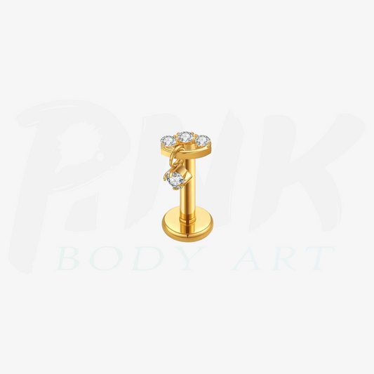 Labret Mini Trio Pendente Zirconia Gold RI