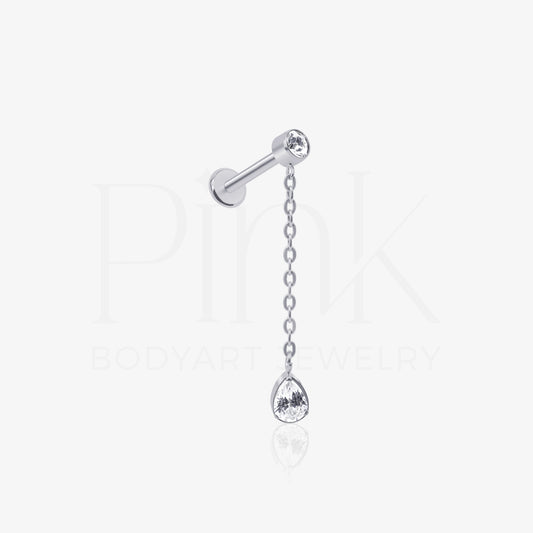 Labret Pendente Corrente Zirconia Pear RI