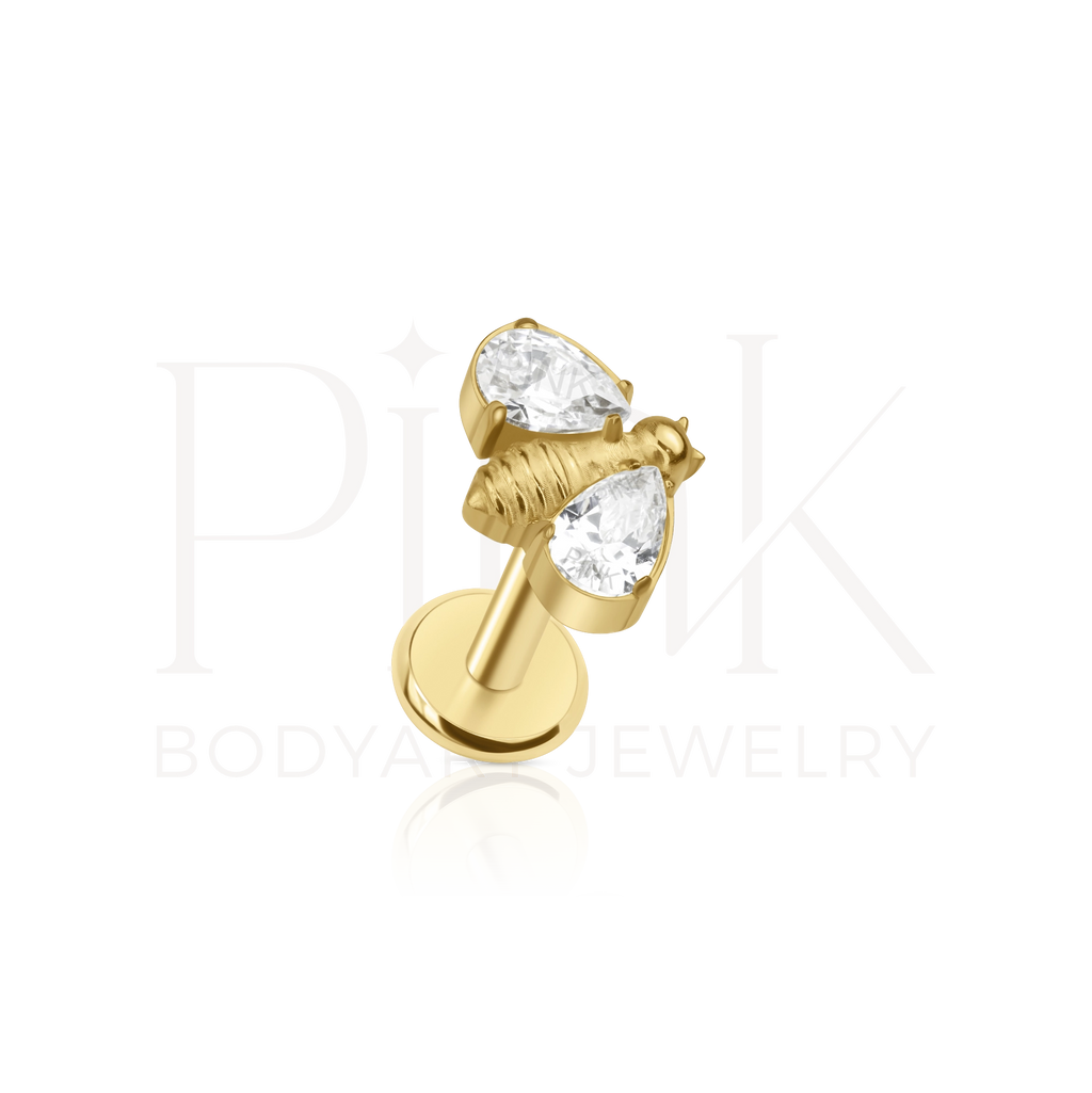 Labret Bee Zirconia Gold RI 
