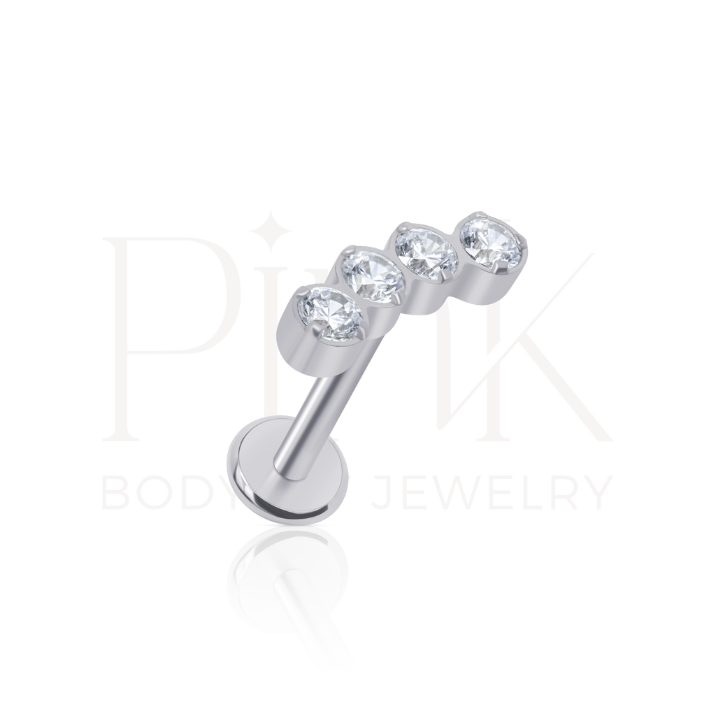 Labret Cluster Curva Zirconias Gold RI