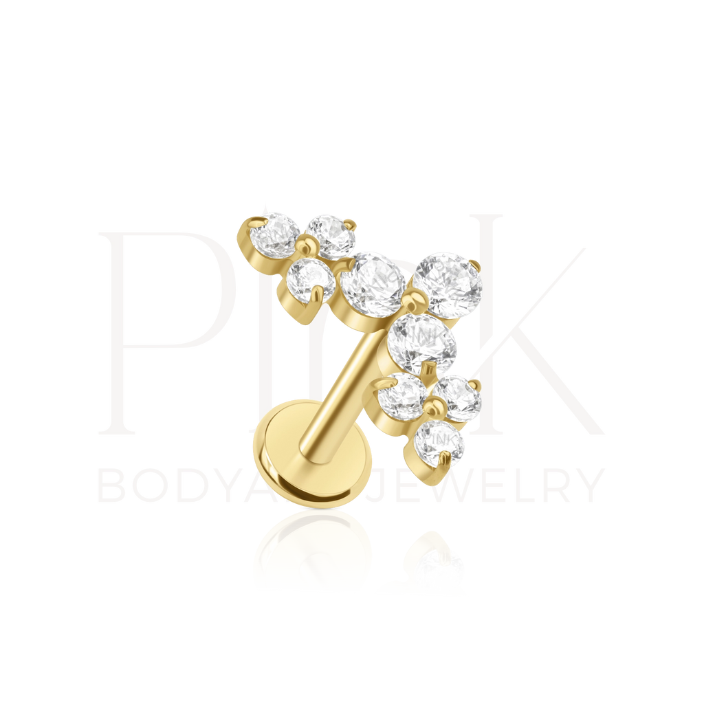 Labret Cluster Way Zirconias Gold RI 
