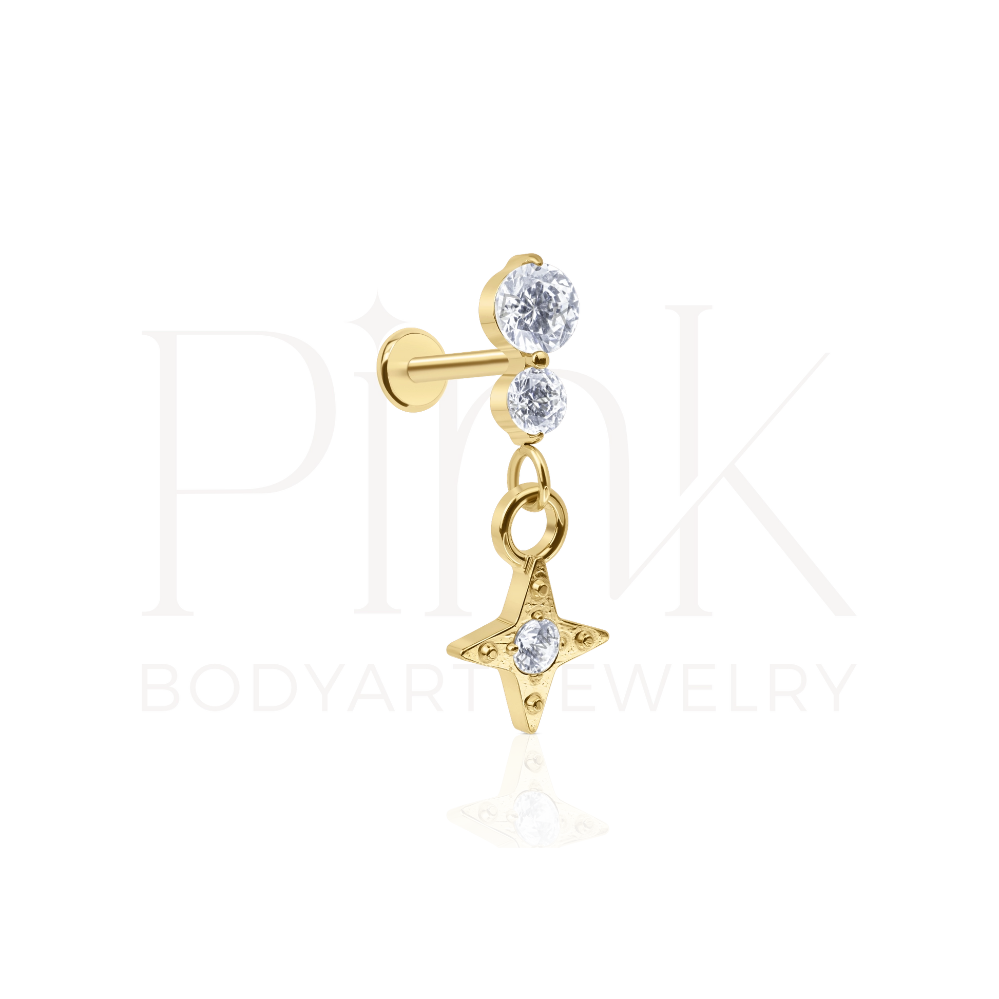 Labret Duo Zirconia Pendente Star Gold RI
