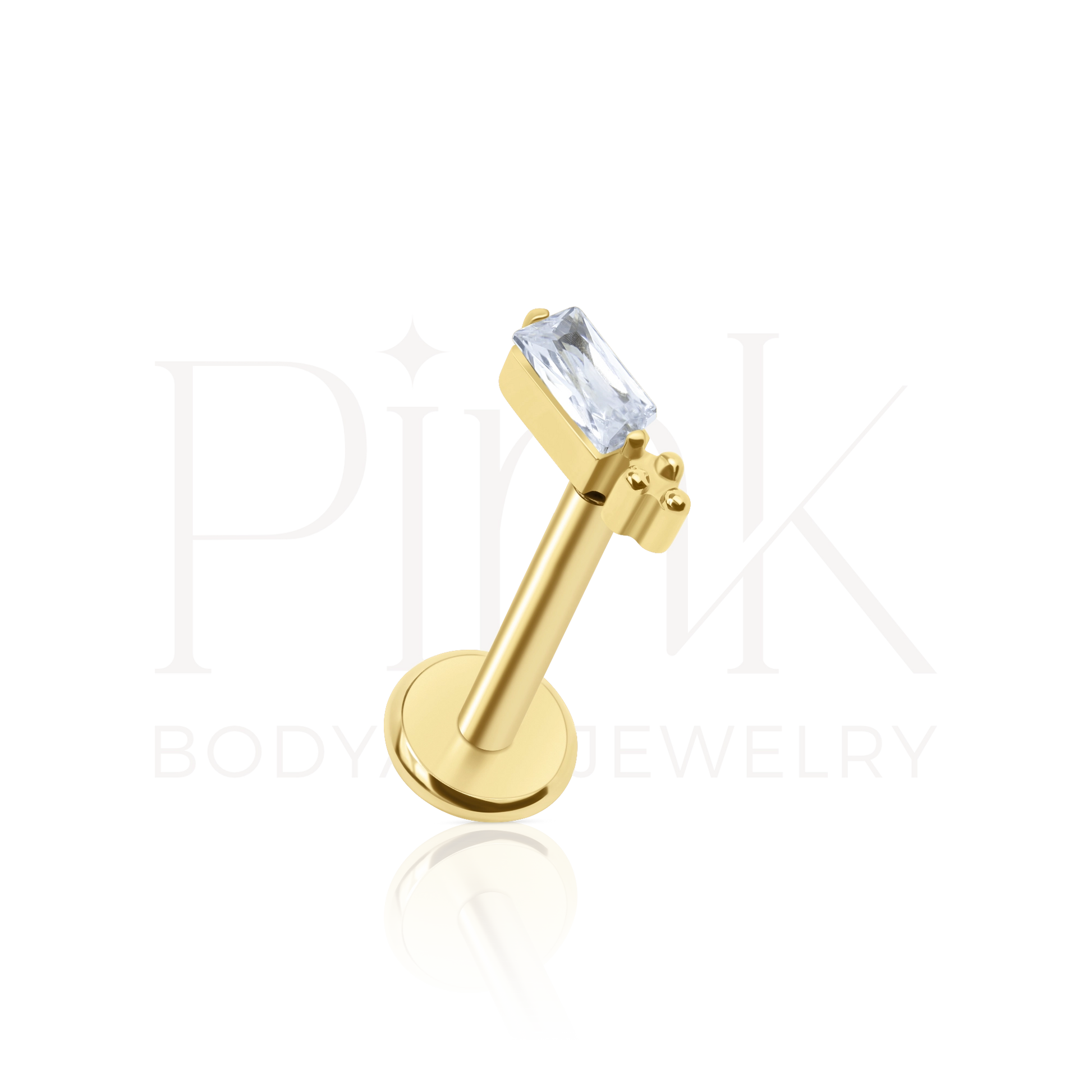Labret Mini Retangulo Zirconia Gold RI