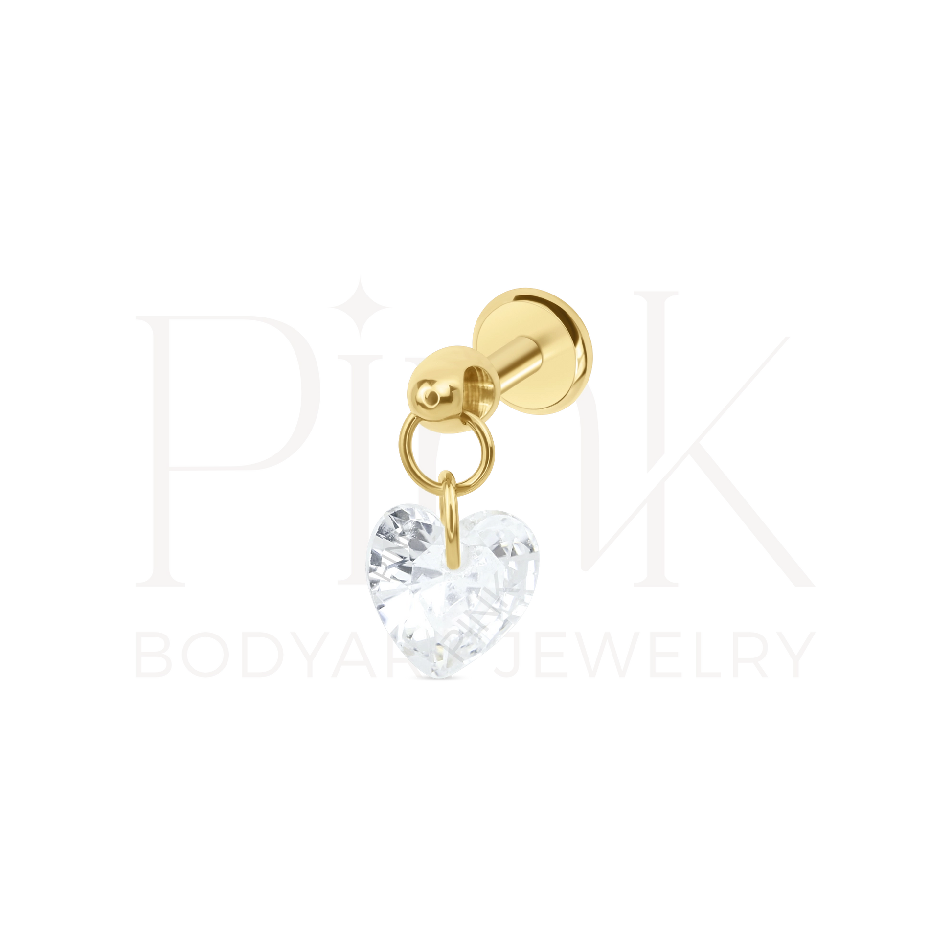 Labret Pedra Coração Pendente Gold RI