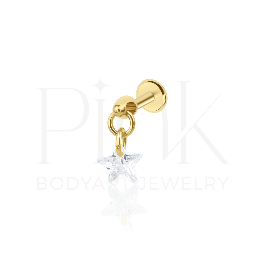 Labret Star Stone Pendant Gold RI 
