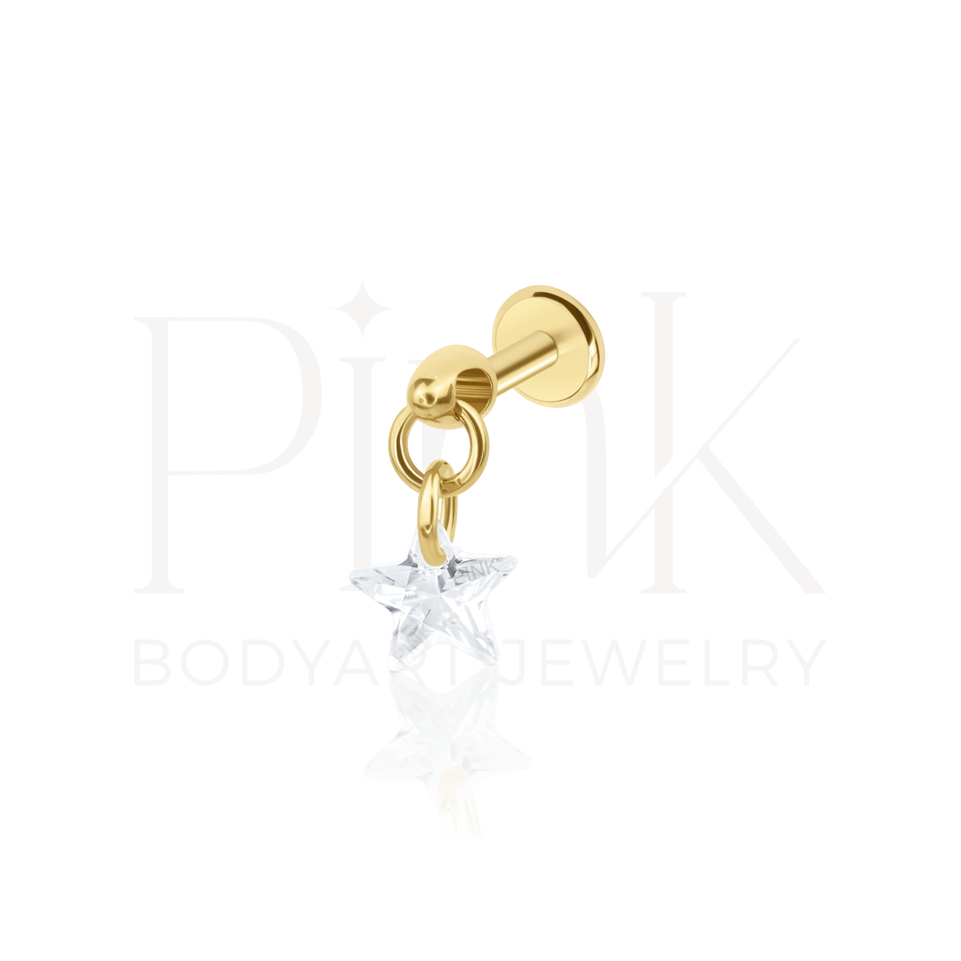 Labret Pedra Estrela Pendente Gold RI