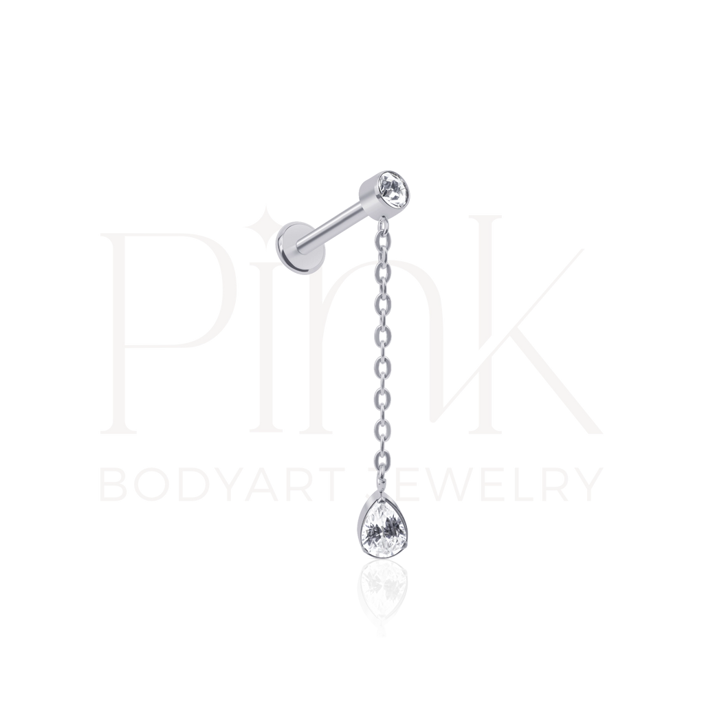 Labret Pendente Corrente Zirconia Pear RI