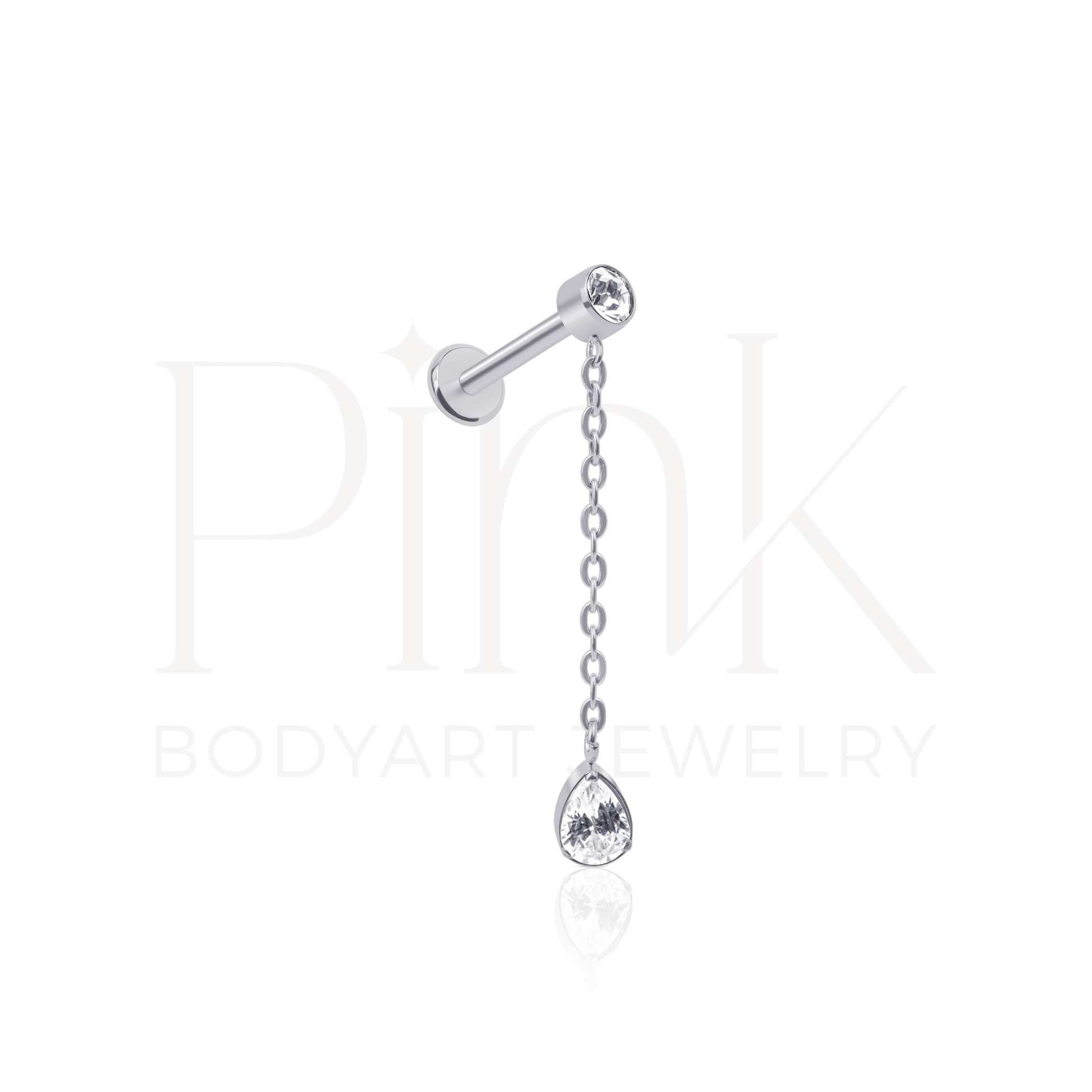 Labret Pendente Corrente Zirconia Pear RI