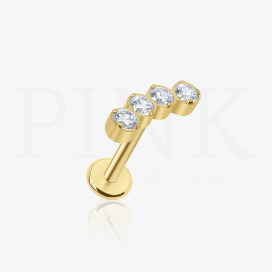 Labret Cluster Curva Zirconias Gold RI