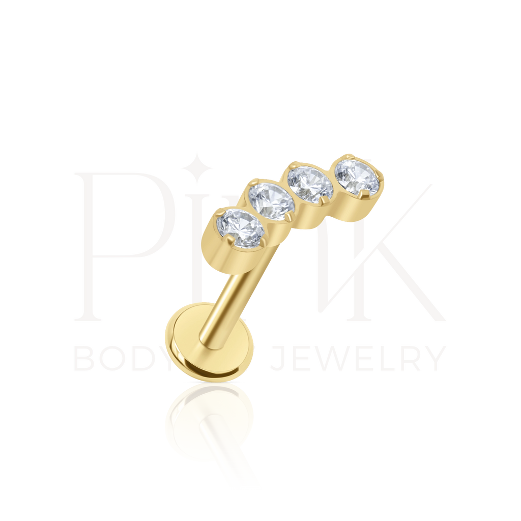 Labret Cluster Curva Zirconias Gold RI