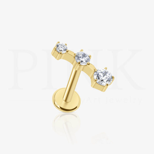 Labret Trio Constelação Zirconia Gold PP