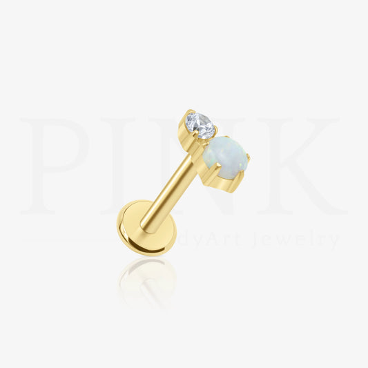 Labret Duo Opala Zirconia Gold RI
