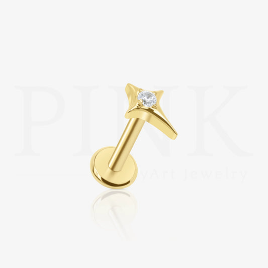 Labret Estrela de Magalhaes Zirconia Gold RI