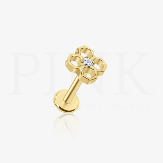 Labret Flor Vazada Zirconia Gold PP