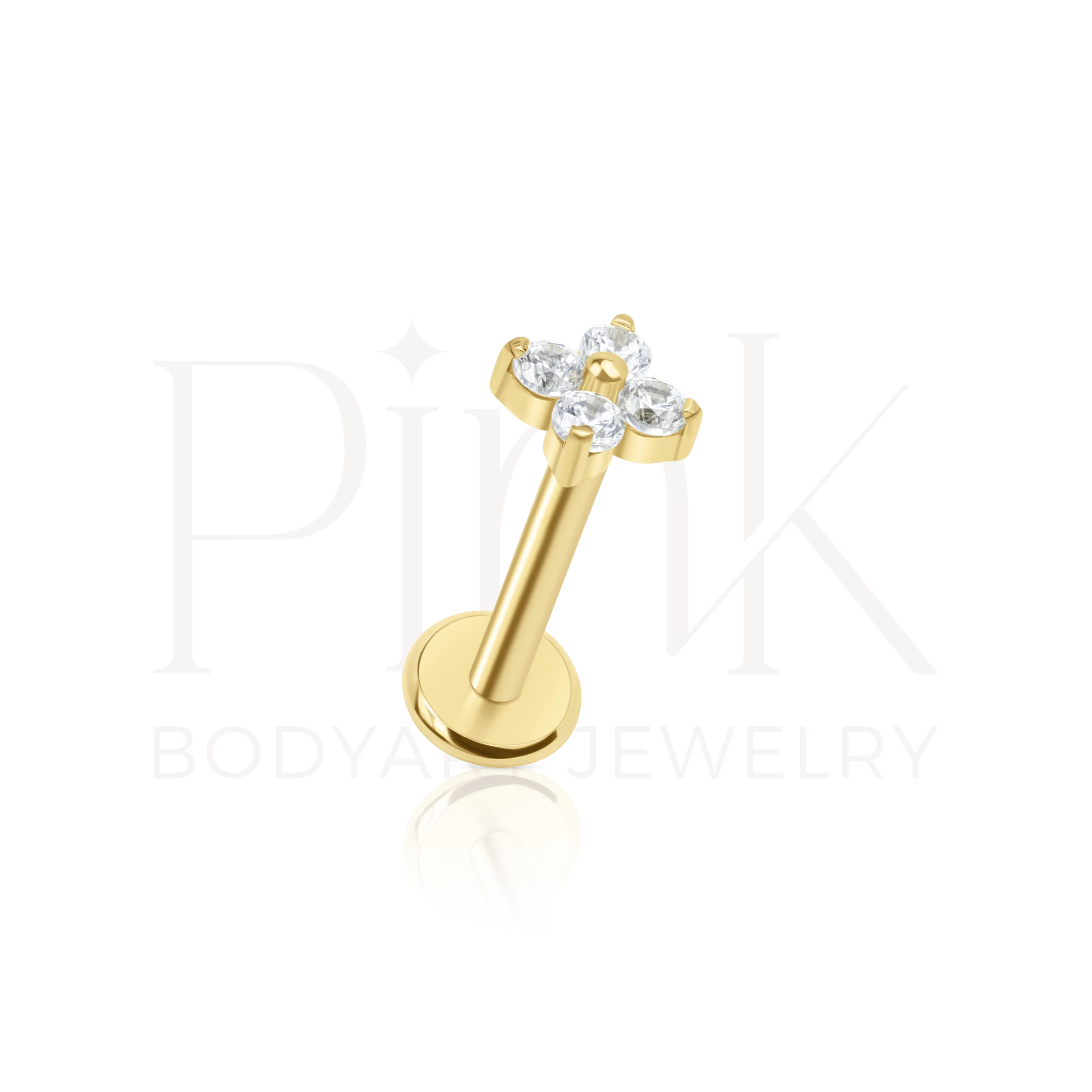 Labret Mini Flor Petalas Zirconia Gold PP