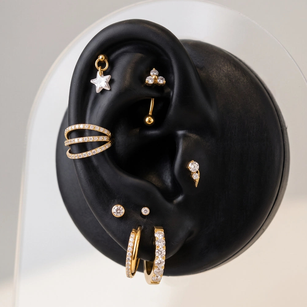 Argola Cruzada Zirconia Gold